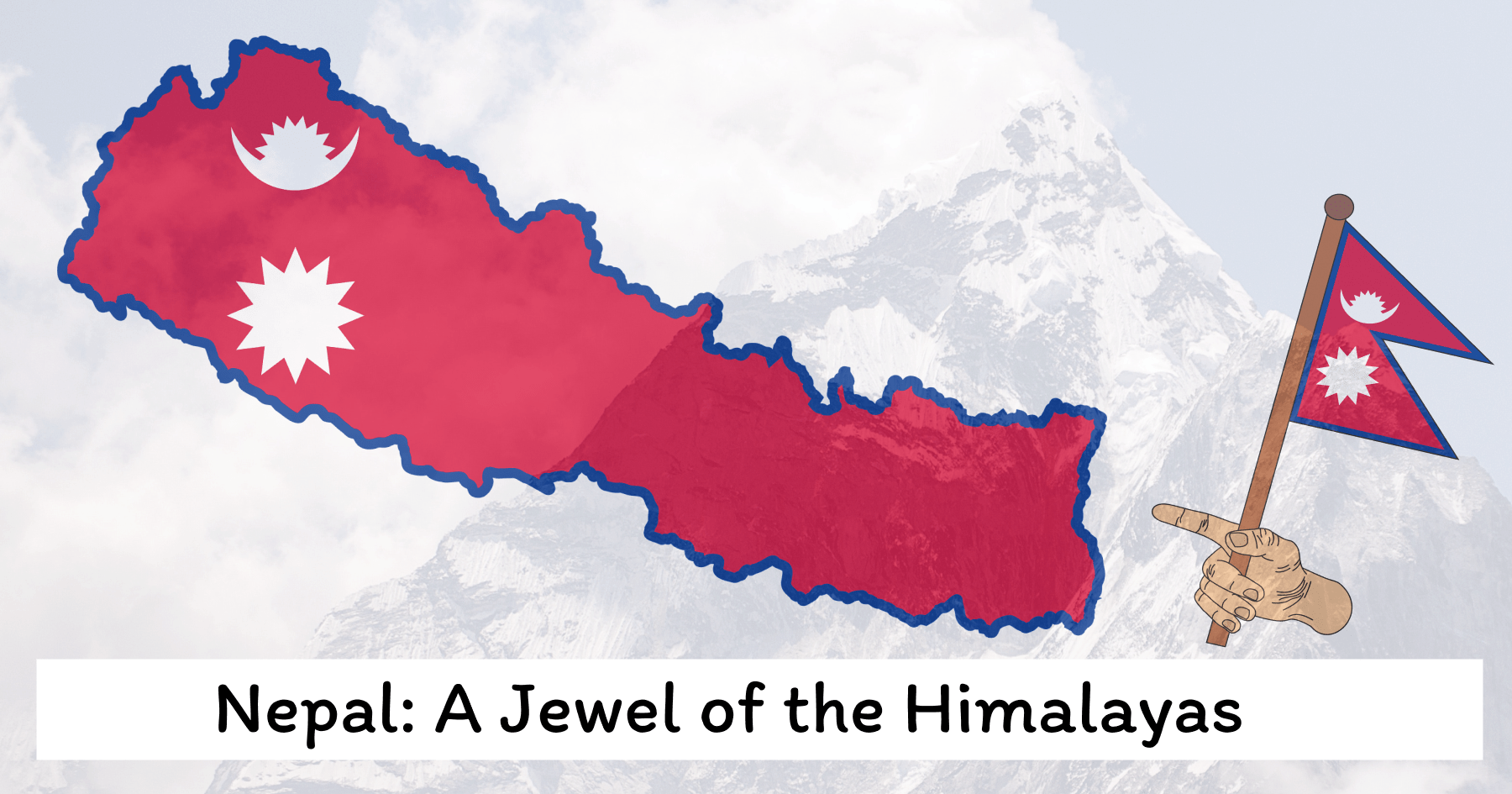 Beautiful view of Nepal's Himalayas with snow-capped peaks and beautiful valleys.